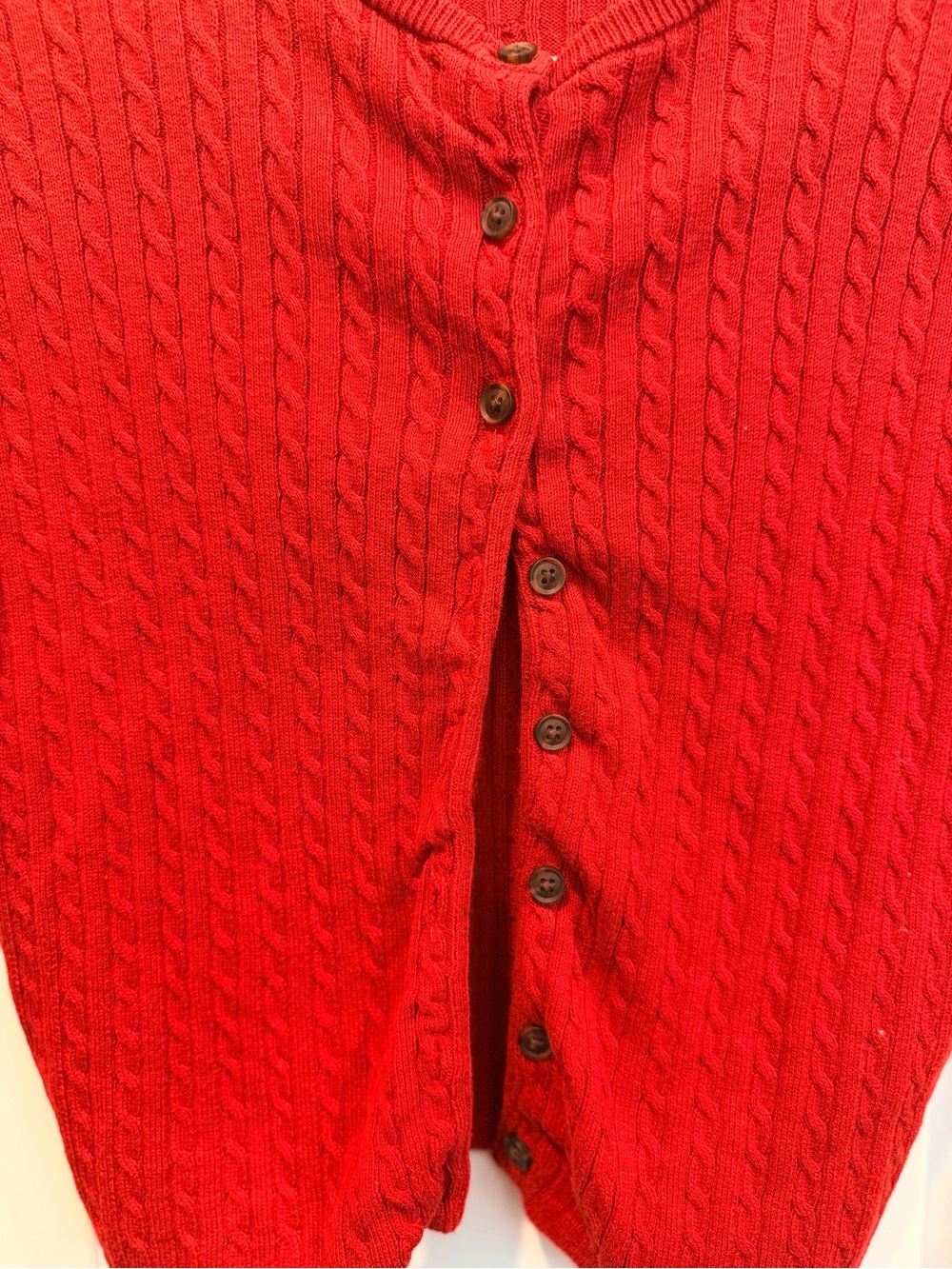 Brandy Melville Red Cable-Knit Button Cardigan - Picture 4 of 4